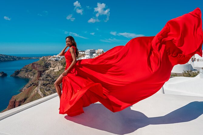 Santorini Oia: Private Flying Dress Photoshoot - What the $204.70 price really covers