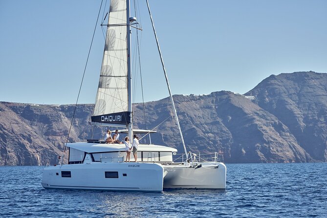 Santorini Oia: Private Sunset Catamaran Cruise with BBQ & Drinks - Palea Kameni brings volcanic water