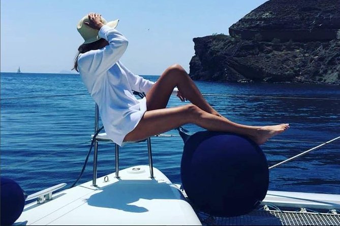 Santorini Platinum Catamaran Cruise with Meal, BBQ and Open Bar - Hot springs near the volcano