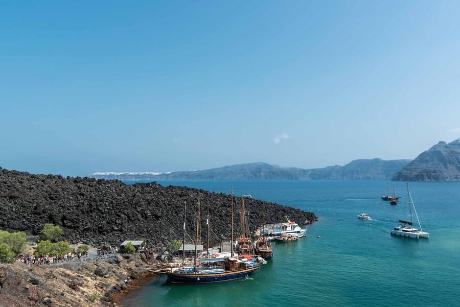 Santorini Port: Cruise to Volcano, Hot Springs & Thirassia - Nea Kameni and the walk to an active crater