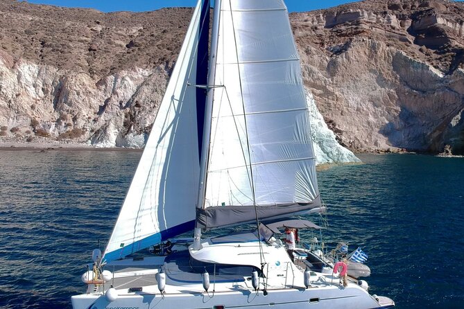 Santorini: Premium Small-Group Catamaran Cruise with Food/Drinks - At a glance