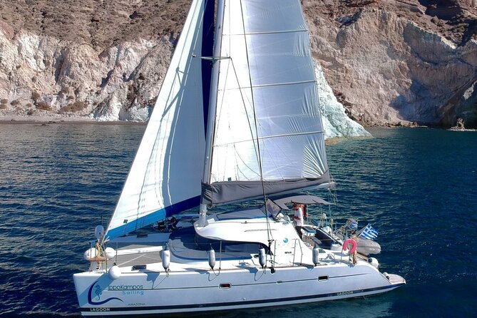 Santorini: Private All-In Catamaran Cruise (Food&Drinks) - Red Beach, Volcanic Cliffs, and the First Swim