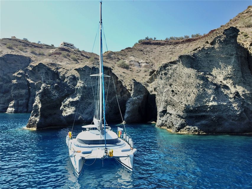 Santorini: Private All-In Catamaran Cruise, with Food|Drinks - Boarding at Vlychada Port