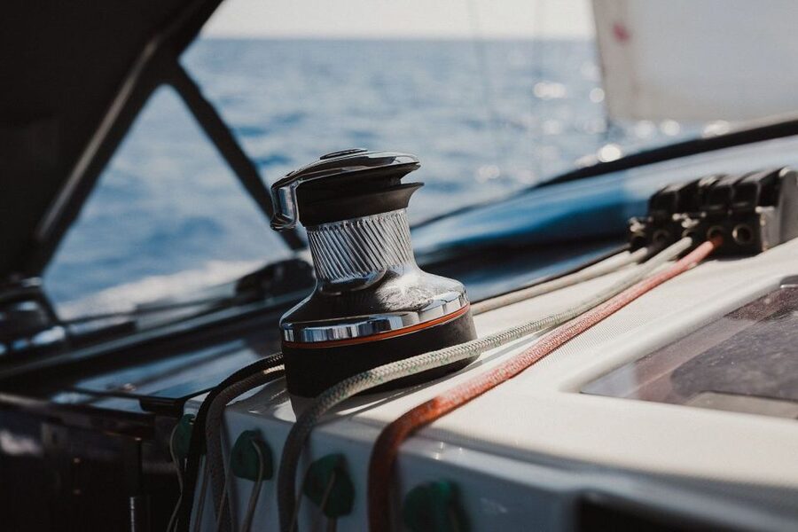 Santorini: Private Caldera Sailing Trip with Open Bar & Meal - Black Mountain and the quieter coves