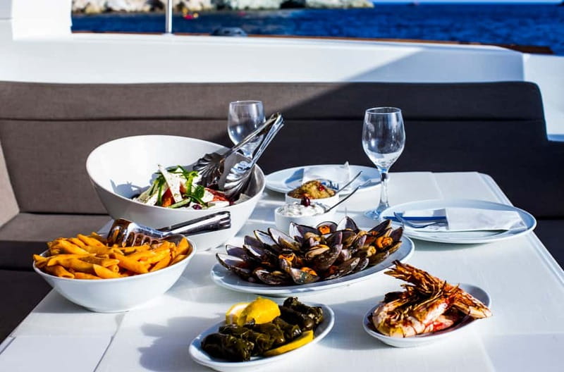 Santorini: Private Catamaran Cruise with BBQ Meal and Drinks - The volcano and Santorini’s hot springs