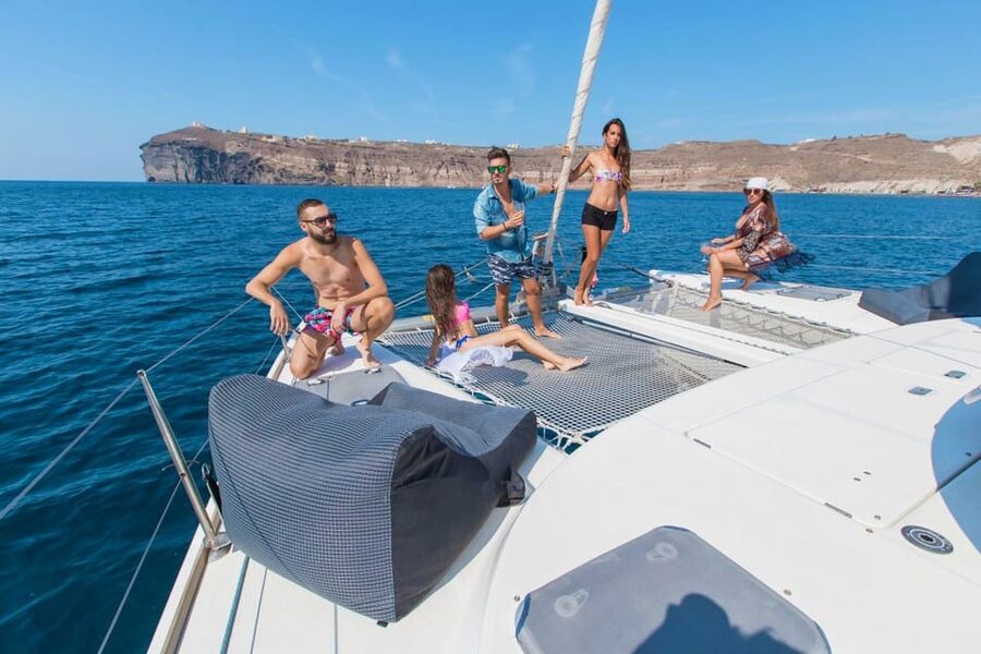 Santorini: Private Catamaran Cruise with Food & Drinks - Lunch, wine, and what is really served