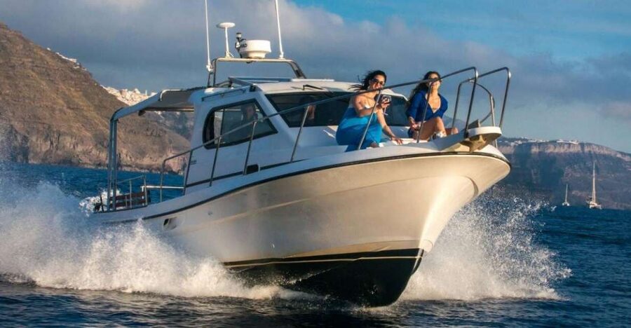 Santorini Private Cruise boat fishing tour - BBQ, Snorkeling - From Ormos Ammoudiou onto the Aegean