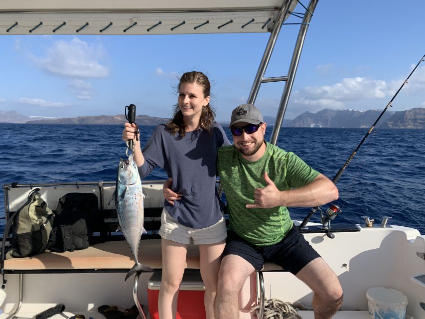 Santorini Private Cruise boat fishing tour - BBQ, Snorkeling - Stories, music, and the human side of the trip