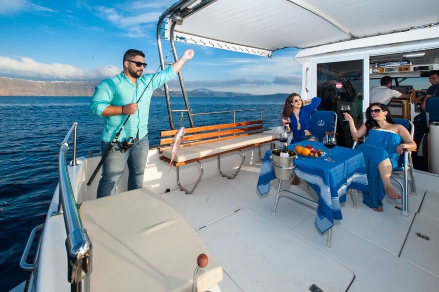 Santorini Private Cruise boat fishing tour - BBQ, Snorkeling - Weather, comfort, and practical planning