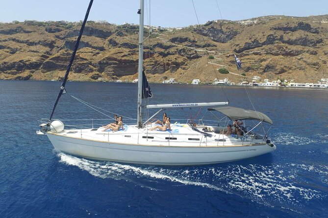 Santorini Private Daytime Sailing Cruise with Meal, Drinks &Transfer included - Hot springs, Thirasia, and time in the water