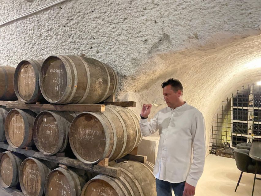 Santorini Private Daytime Wine Tour with Certified Sommelier - Anhydrous Cellar Door and volcanic structure