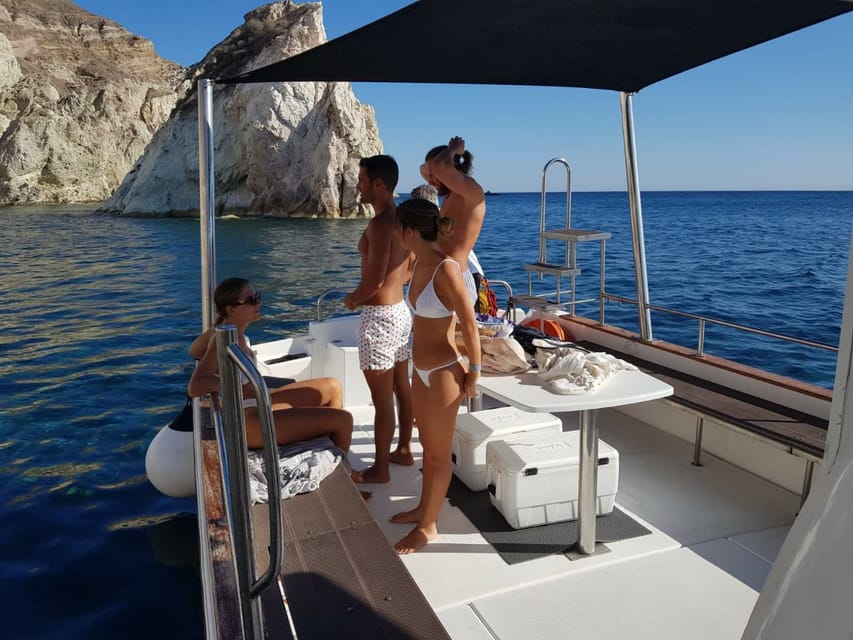 Santorini: Private Motorboat Cruise and Volcano Hike - Swimming at Palea Kameni’s sulfur springs