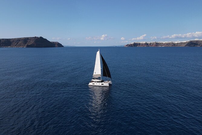 Santorini Private Tour Half-Day Sailing Platinum Catamaran Cruise - White Beach and Mesa Pigadia for swimming