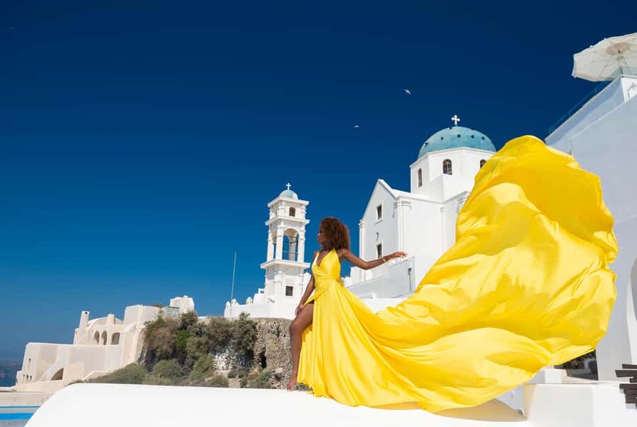 Santorini: Proffessional Flying Dress Photoshoot - What the price really covers