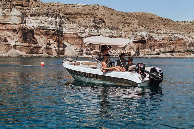 Santorini Rent a Boat Without License - Volcano, hot springs, and Thirasia Island