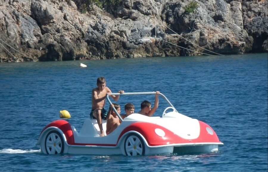 Santorini: Sail into Serenity with Our Pedal Boats - A quiet hour on Santorini’s water