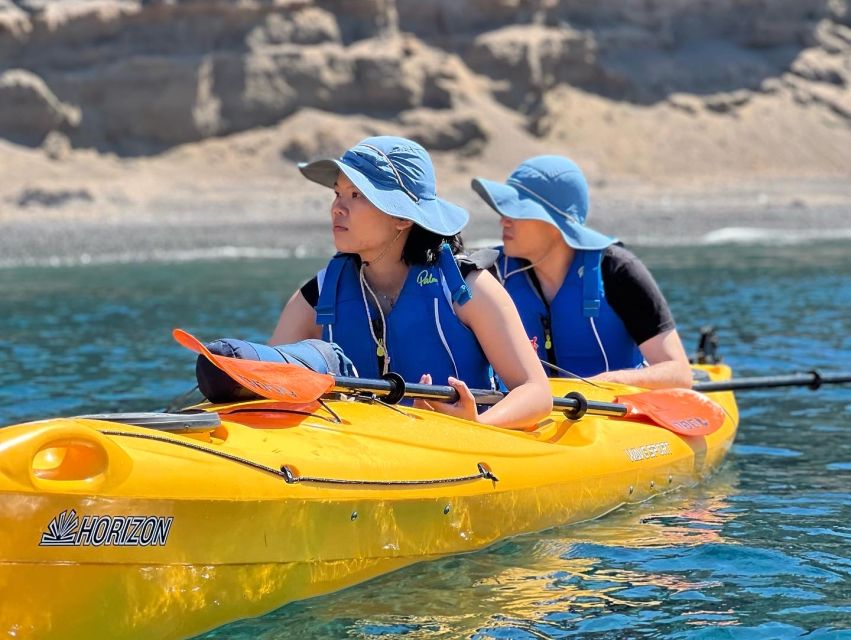 Santorini: Sea Caves Kayak Trip with Snorkeling and Picnic - Equipment, comfort, and what you should pack