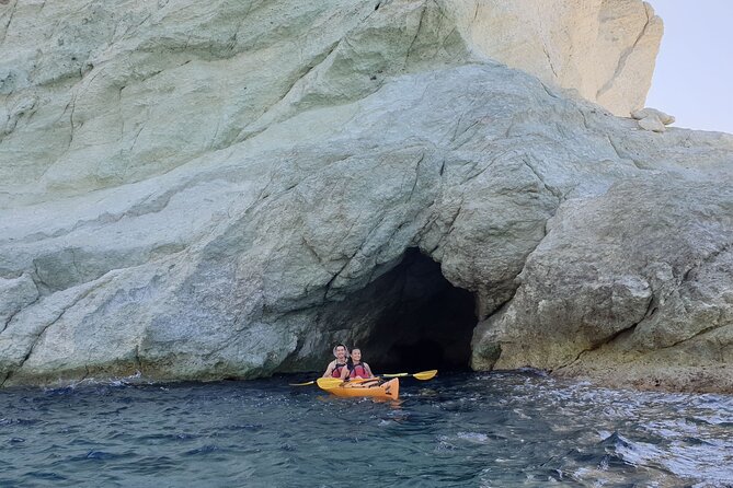 Santorini Sea Kayak - South Discovery, Small Group incl. Sea Caves and picnic - Sea caves and rock walls at water level
