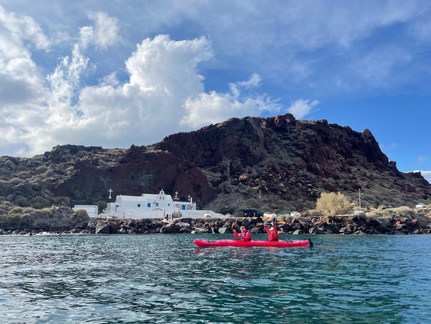 Santorini: South Sea Kayaking Tour with Sea Caves and Picnic - The sea cave and the White Beach stop