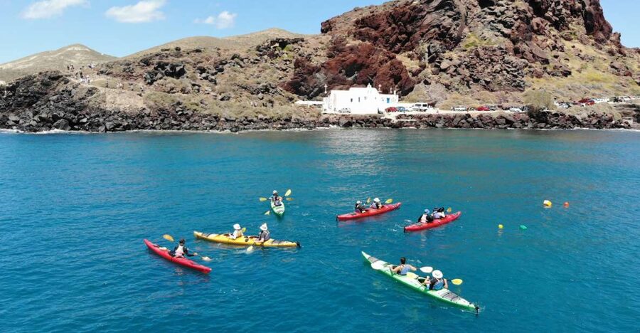 Santorini: South Sea Kayaking Tour with Sea Caves and Picnic - Who should book this Santorini kayak tour?