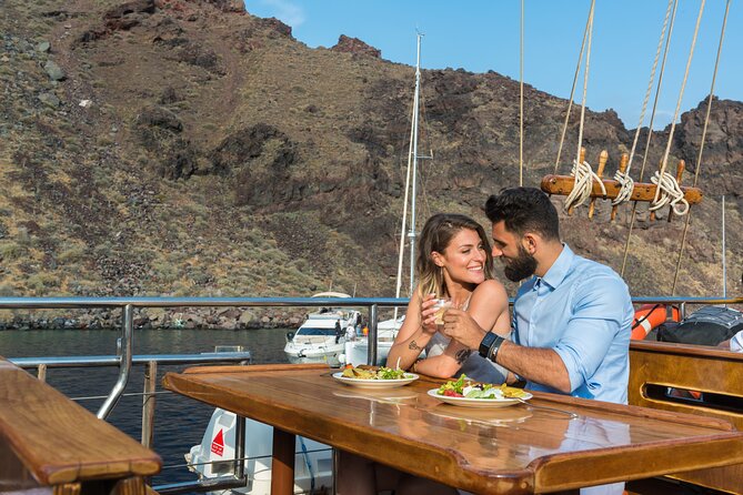 Santorini Sunset Dinner Cruise Including Nea Kameni Visit - Boat space, shade, and group size