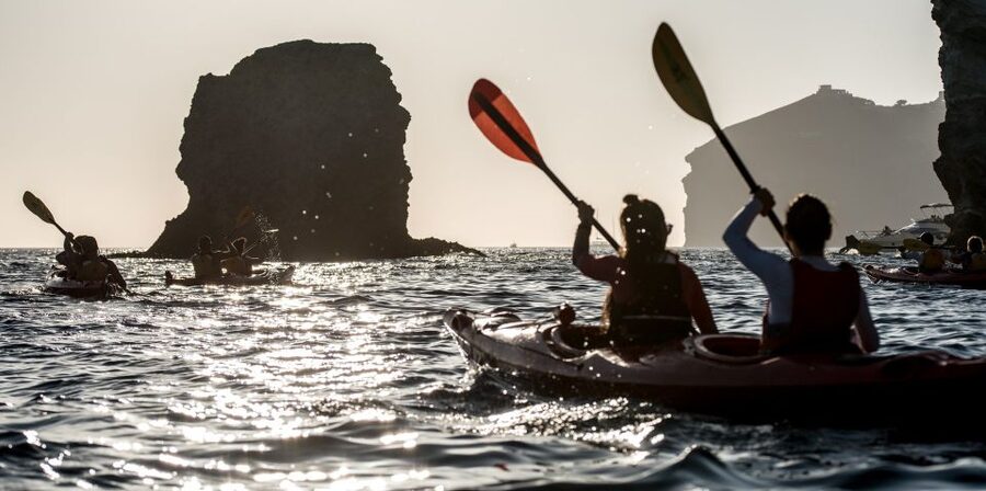 Santorini: Sunset Sea Kayak with Light Dinner - Starting at Mesa Pigadia on Santorini’s south coast