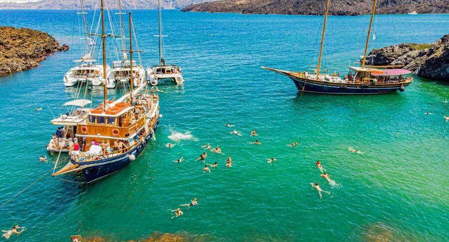 Santorini Volcano, Hot Springs Adventure - Getting to the Old Port of Fira