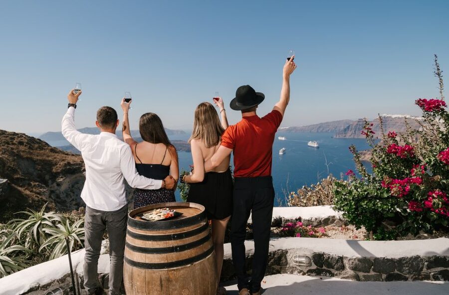 Santorini: Wine Tasting Tour to 3 Wineries with Transfer - Venetsanos Winery and the caldera finale