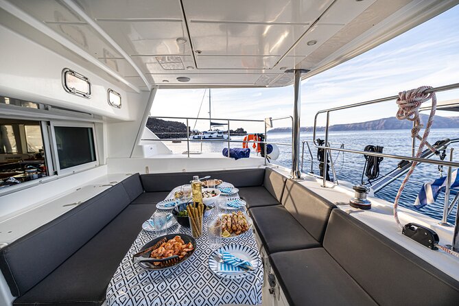 Semi Private Santorini Catamaran Tour - Palea Kameni and the meal on board