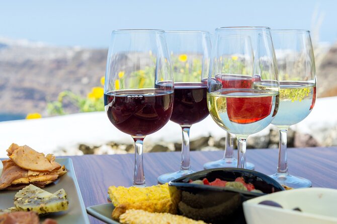 Small Group Local Wine Tasting Tour In Santorini - Estate Argyros and the view over Episkopi Gonia