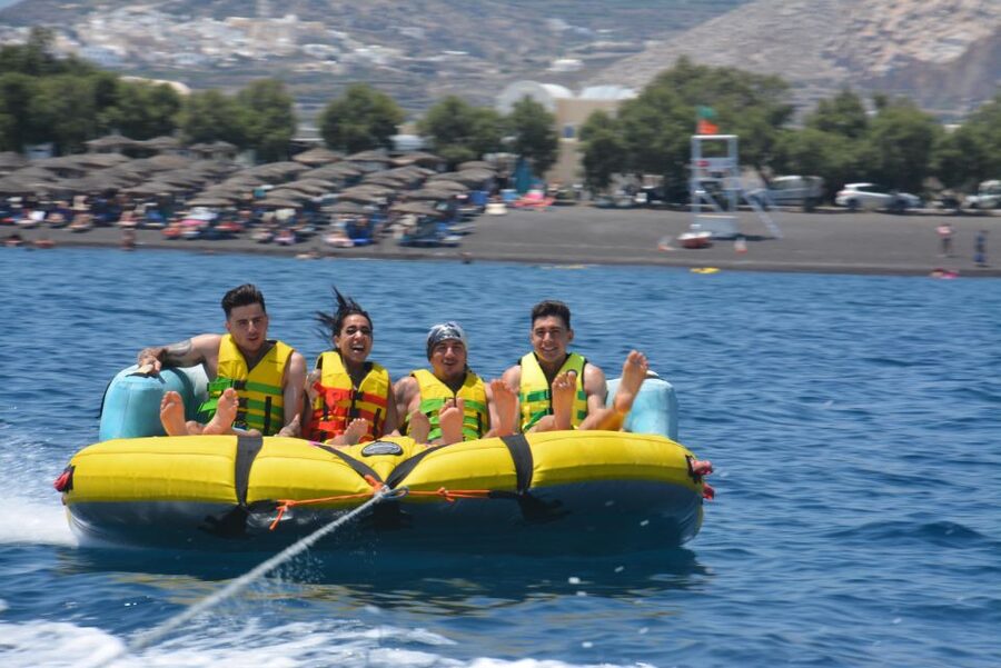 Thrill Waves Tubing at Perivolos Beach, Santorini - Ten minutes on the Aegean Sea