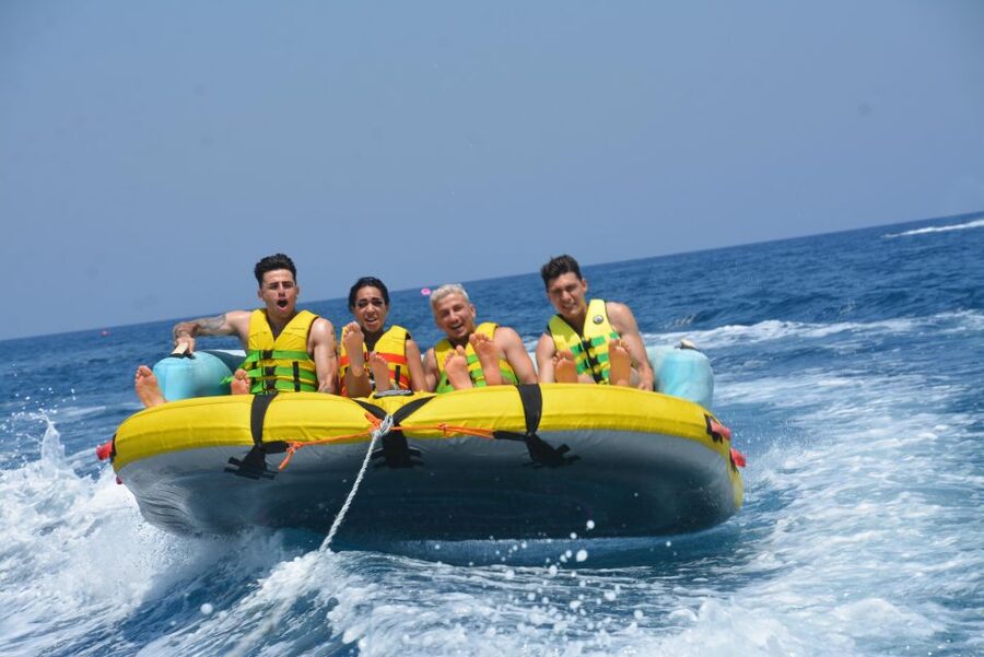 Thrill Waves Tubing at Perivolos Beach, Santorini - Who will enjoy this most